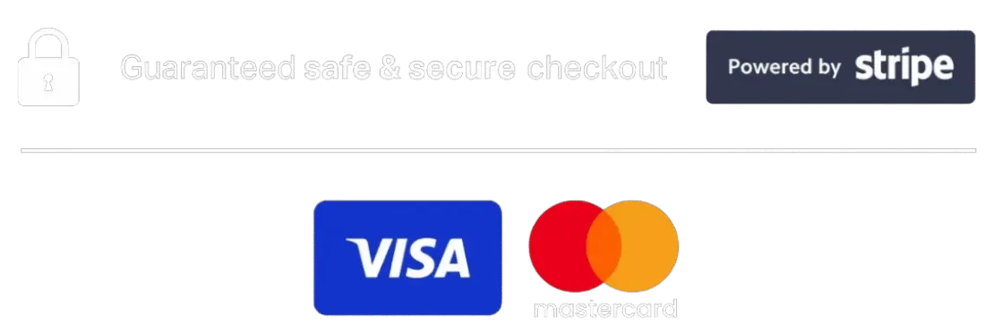 Safe and secure checkout. Powered by Stripe. Visa and Mastercard accepted.